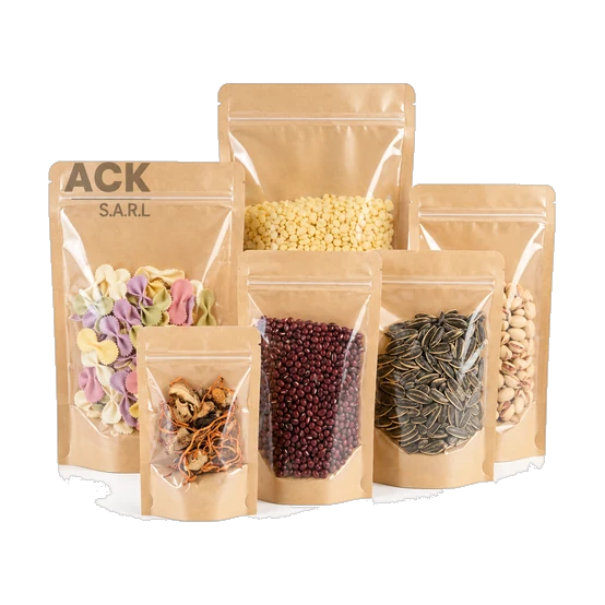 Kraft Zipper Bag With Full Window